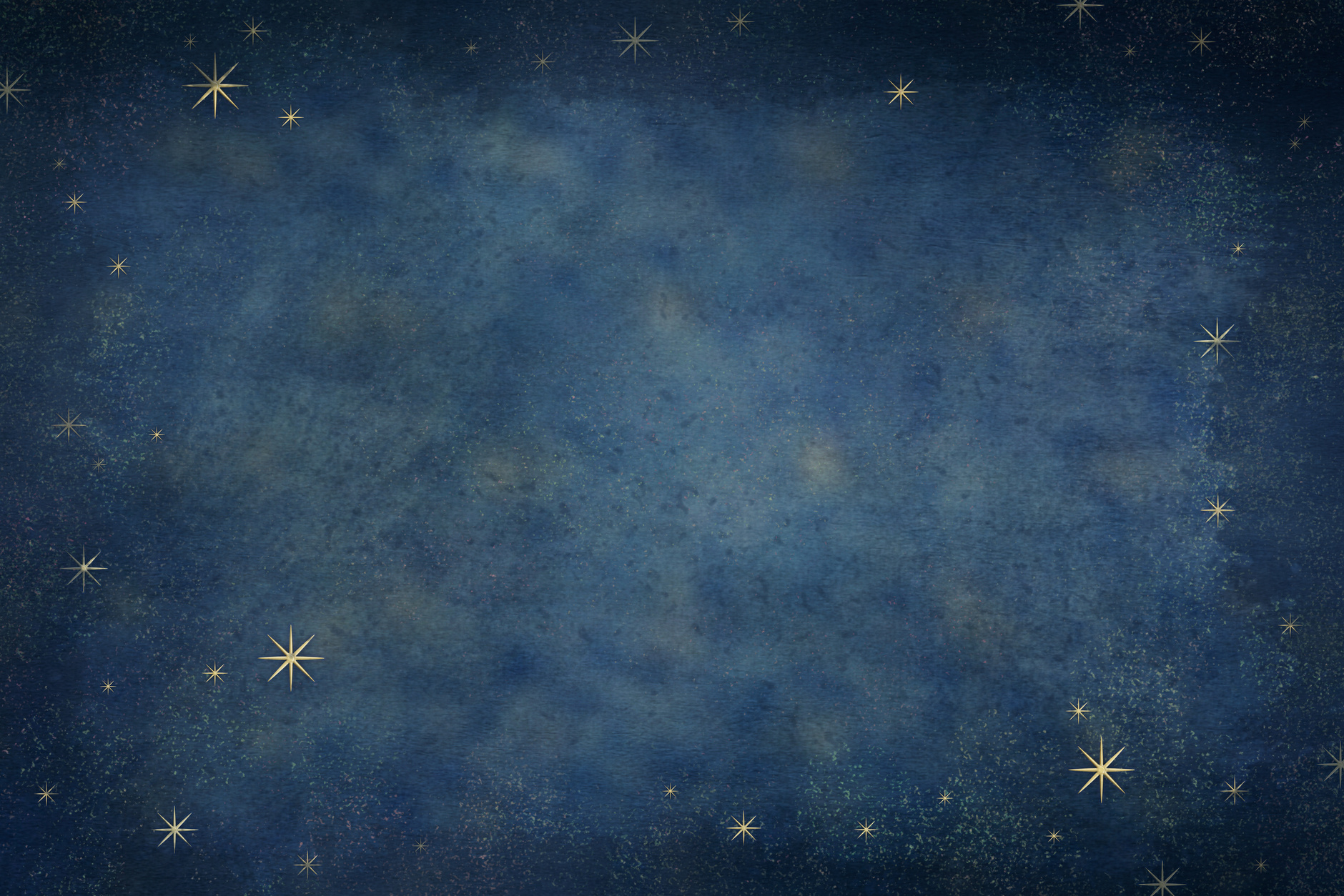 Navy blue and gold celestial stars background with dark vignette