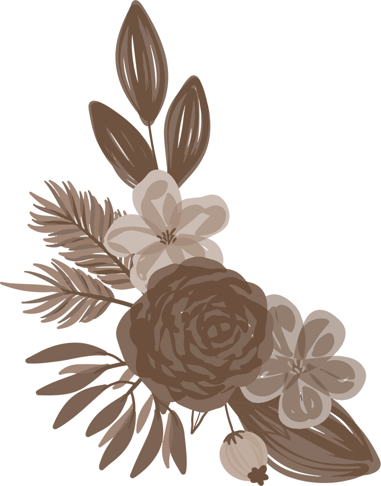 Watercolor  Brown Flower Arrangement